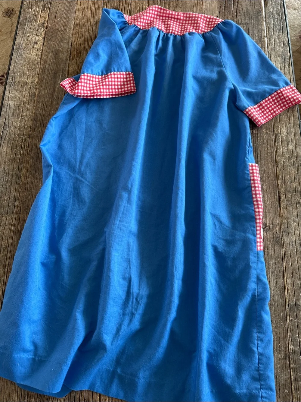 Vintage Lindsay Jordan Housecoat with Red Gingham Trim-absolutely darling